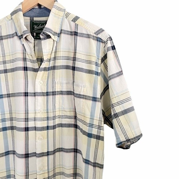 Woolrich Shirt Men's Size Small Yellow Plaid Short Sleeve Button Front Casual - Picture 3 of 9